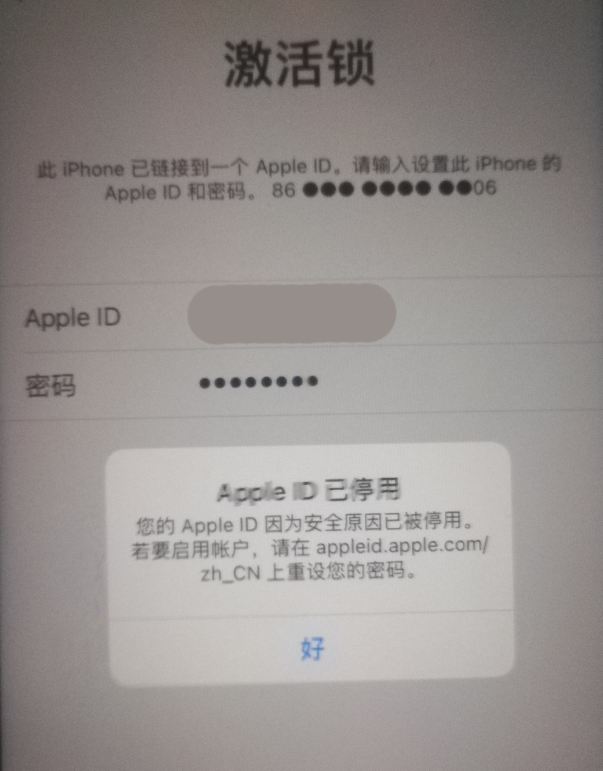 新蔡苹果手机维修分享iPhone 12 出现提示“Apple ID 已停用”怎么办 